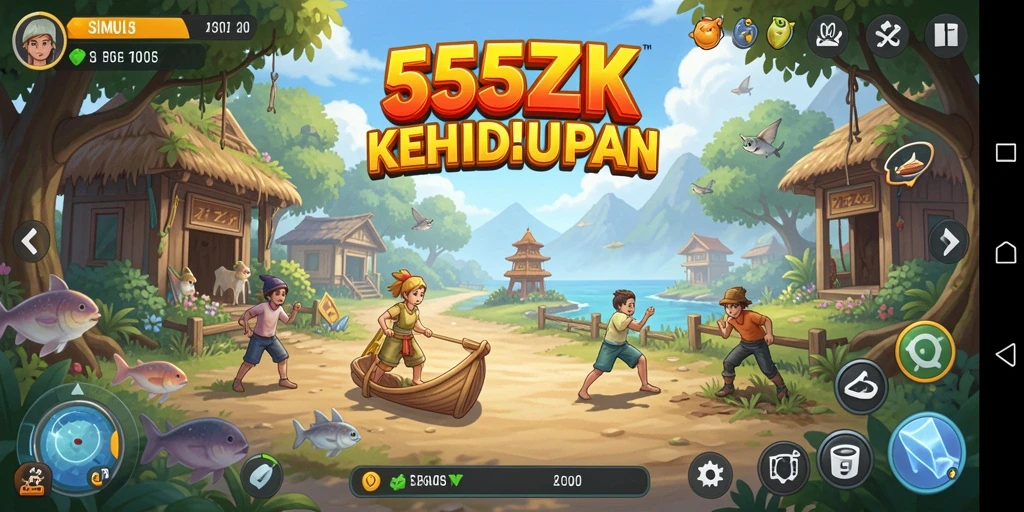 Screenshot gameplay yang menunjukkan interaksi karakter dalam game Simulation.