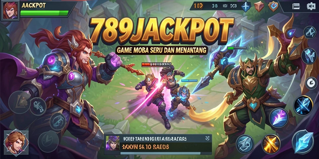 Tampilan gameplay seru 789JACKPOT dengan karakter khas MOBA.