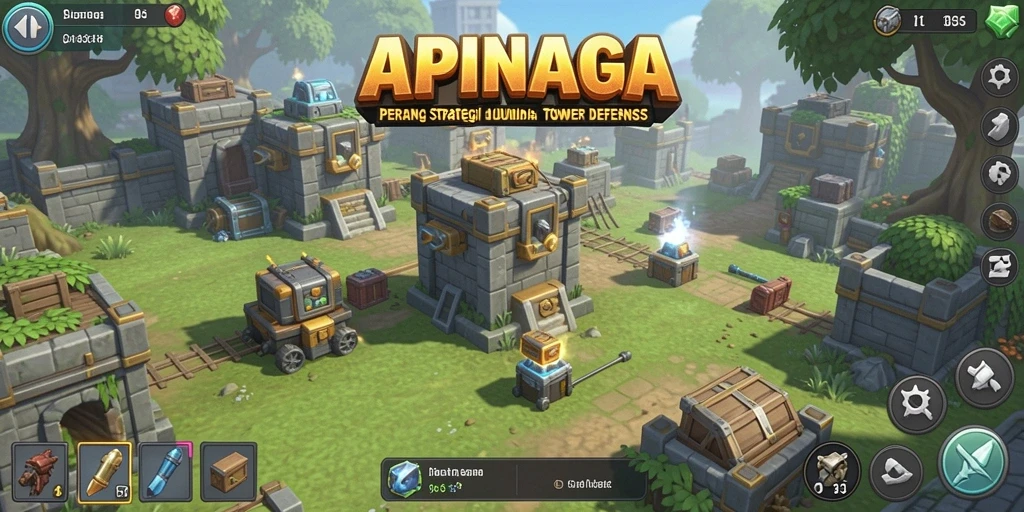 Tangkapan layar gameplay APINAGA menunjukkan aksi pertahanan yang mendebarkan.
