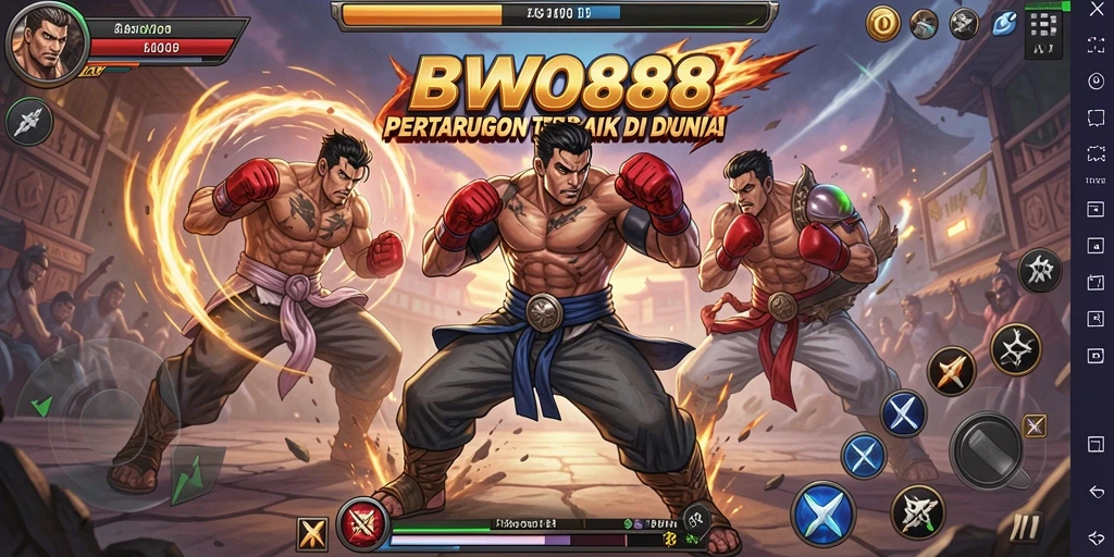 Tampilan pertarungan epik dalam BWO888 dengan karakter dinamis.
