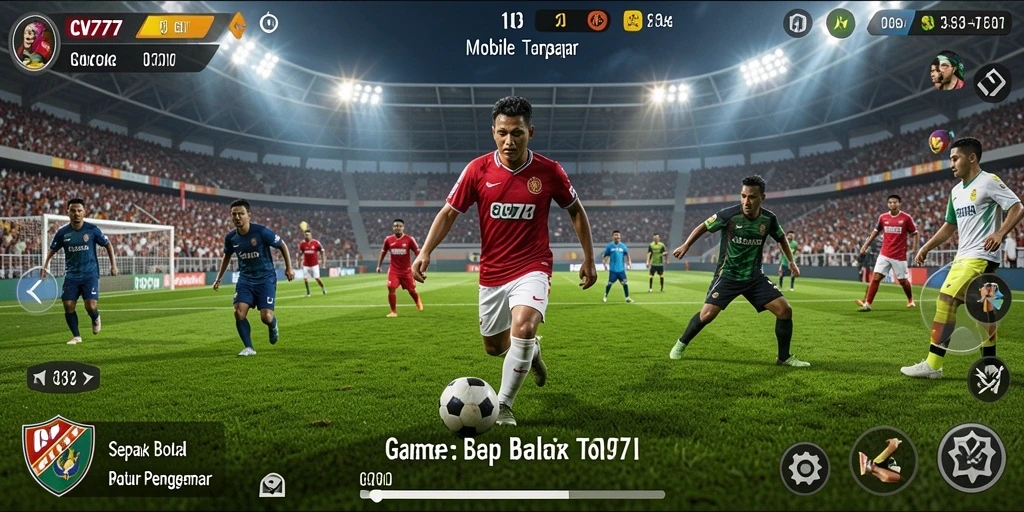 Tampilan gameplay <strong>CV777</strong> dengan aksi menarik di lapangan sepak bola.