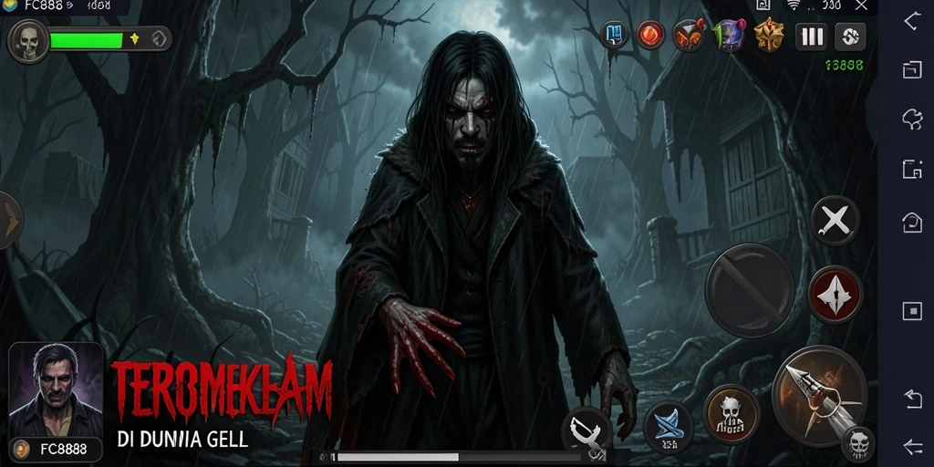 Tampilan gameplay FC888 dengan suasana Horror yang mencekam.