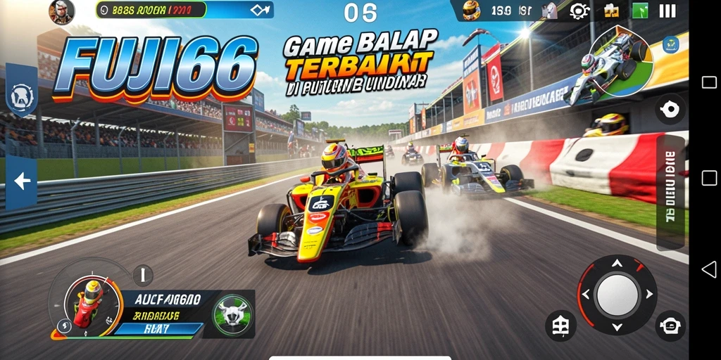 Screenshot gameplay FUJI66 menampilkan aksi balap yang mendebarkan.