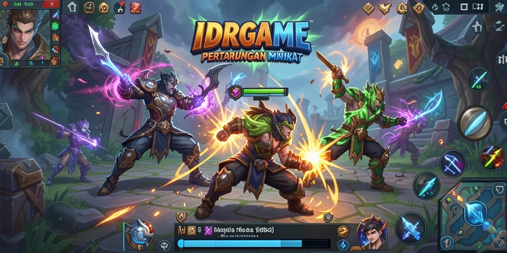 Tangkapan layar menunjukkan aksi seru dalam pertandingan MOBA IDRGAME.