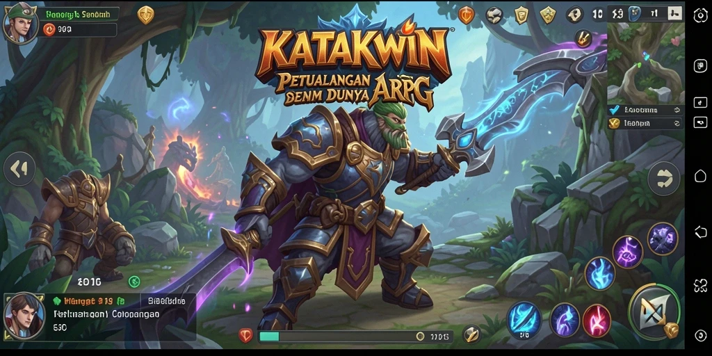 Gameplay KATAKWIN yang seru dengan pertarungan mendebarkan.