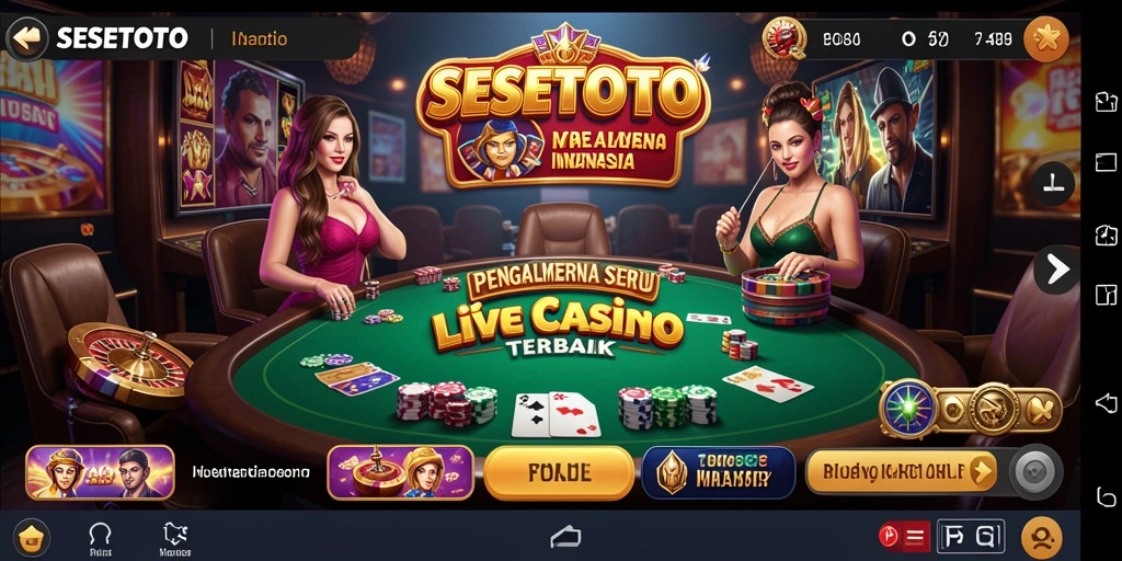 Tampilan gameplay SESETOTO dengan dealer langsung dan interaksi sosial.